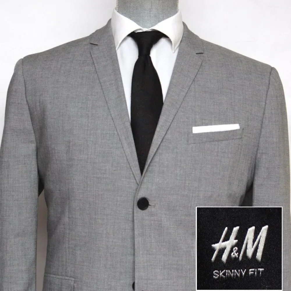 H&M Mens Skinny-Fit Blazer Sport Coat 46R 2-Bttn‎ Casual Jacket E081290